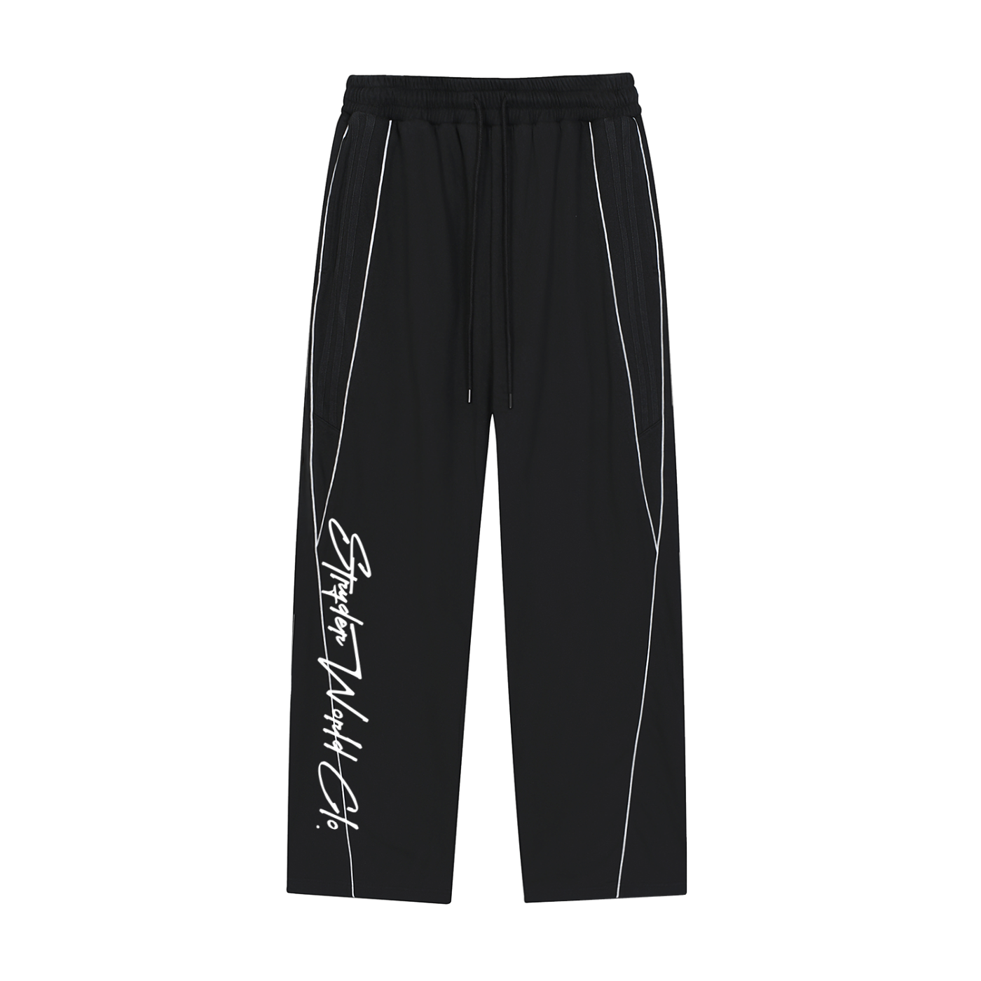 Reflective Striped Straight-Leg Sweatpants