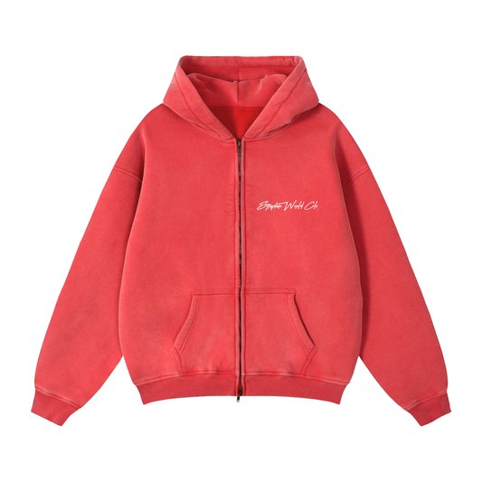 SWC_Essential Zip-Through Boxy Fleece Hoodie
